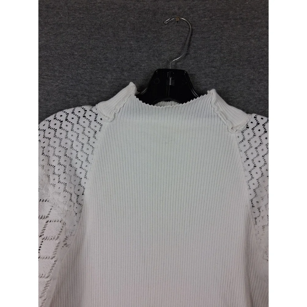 Free People Womens Shirt L White Ivory Love Too Much Ballon Sleeve Boho